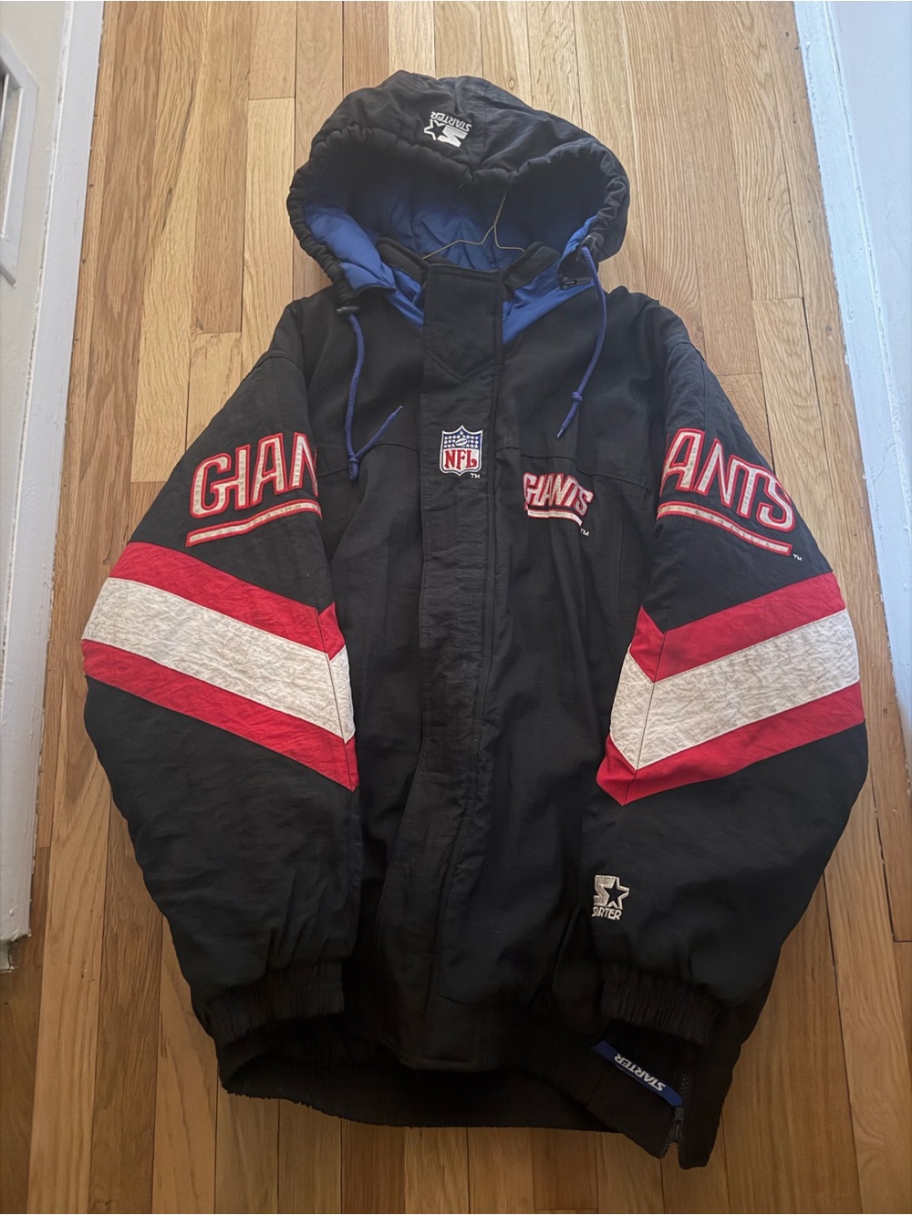 STARTER Black and Red Kids Hooded Puffer Jacket